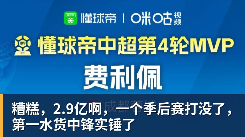 球盟会体育糟糕，2.9亿啊，一个季后赛打没了，第一水货中锋实锤了